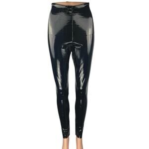 Commando Black Latex Faux Patent Leather High Waist Skinny Leggings Pants Size S